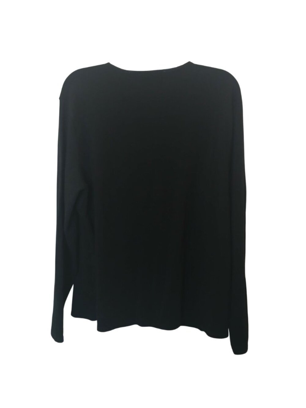 Worthington Size 1X Black Cardigan Cotton Blend Satin Trim V-Neck Button #D49 - Picture 3 of 8